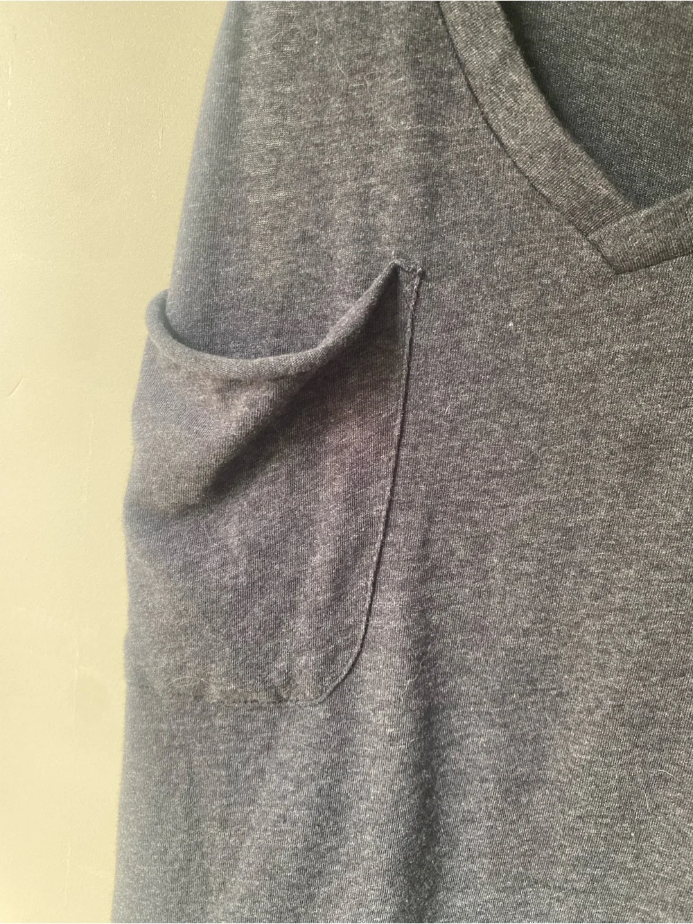 Boho Pocket Raw Edge Grey V Neck Perfect Tank Top L